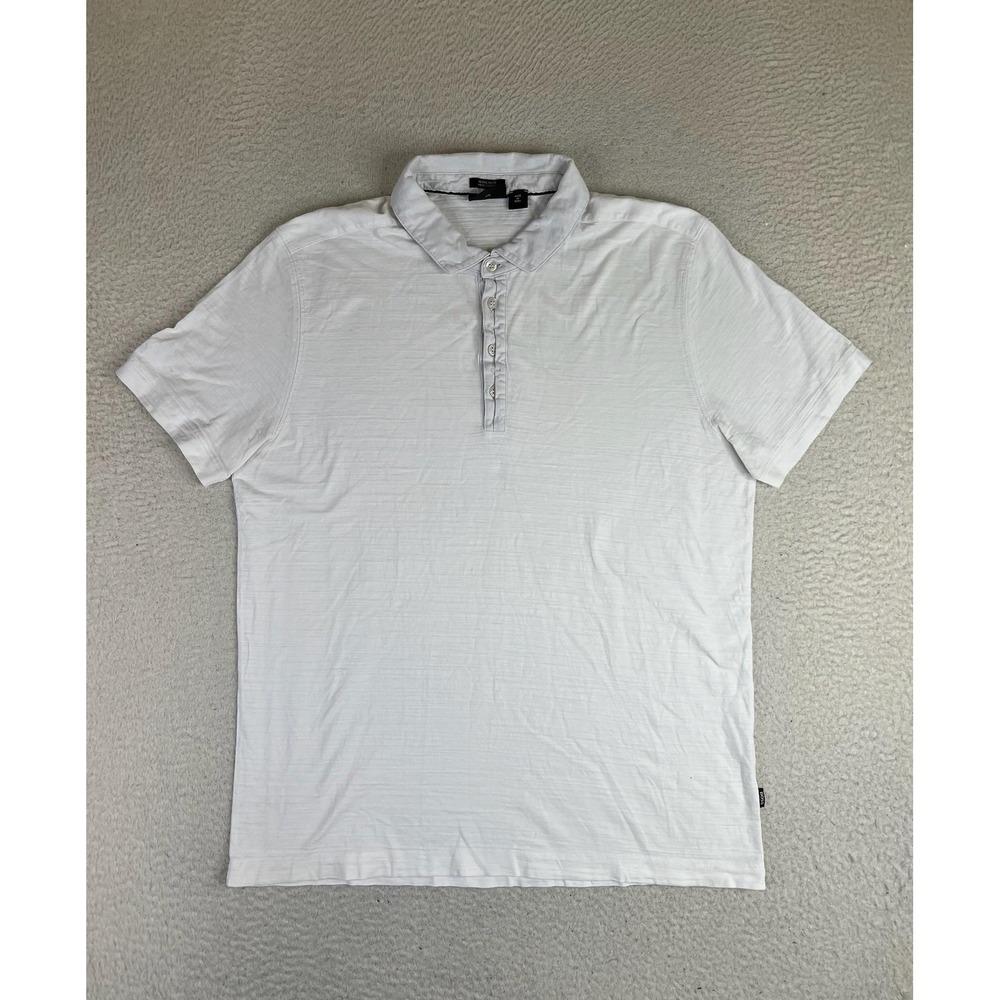 BOSS Hugo Boss Polo Shirt Mens 2XL White Solid Pima Cotton Jersey Knit Casual